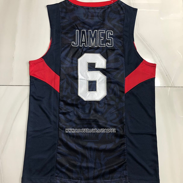 LeBron James NO 6 Camiseta USA 2008 Azul